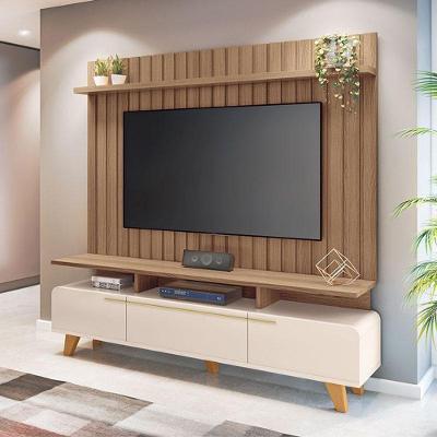 Rack Bancada Essenza E Painel Link 2.0 Off White Castanho - Hb Móveis