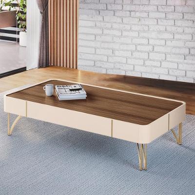 Mesa De Centro Decorativa Rennes Pés De Aço Mdp/mdf Off White/castanho G26 - Gran Belo
