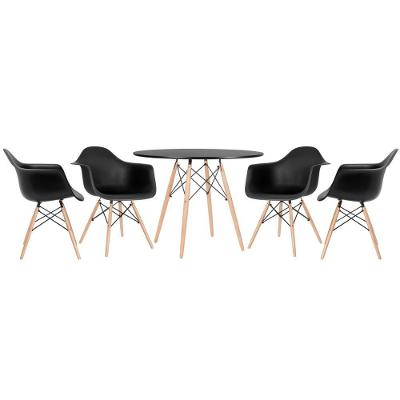 Kit - Mesa Eames 100 Cm + 4 Cadeiras Eames Daw Mesa Preto Com Cadeiras Preto Mesa Preto Com Cadeiras Preto