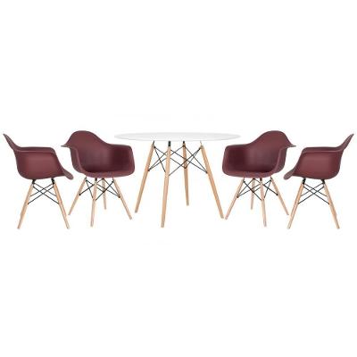 Kit - Mesa Eames 120 Cm Branco + 4 Cadeiras Eames Daw Marrom Mesa Branco Com Cadeiras Marrom