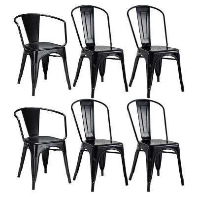 Kit - 2 Poltronas Tolix + 4 Cadeiras Tolix - Preto Preto