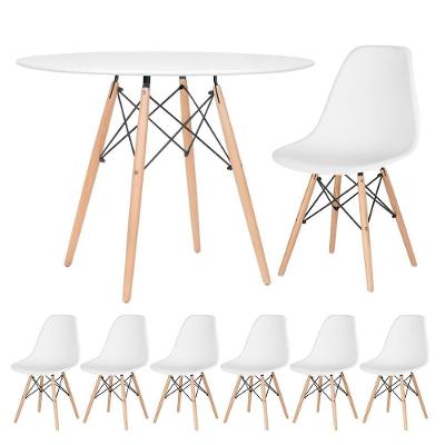 Kit - Mesa Eames 100 Cm Branco + 6 Cadeiras Eames Dsw Branco Mesa Branco Com Cadeiras Branco