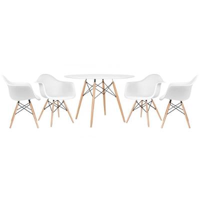 Kit - Mesa Eames 120 Cm Branco + 4 Cadeiras Eames Daw Branco Mesa Branco Com Cadeiras Branco