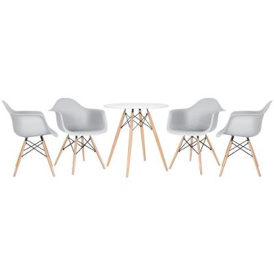 Kit - Mesa Eames 70 Cm Branco + 4 Cadeiras Eames Daw Cinza Claro Mesa Branco Com Cadeiras Cinza Claro