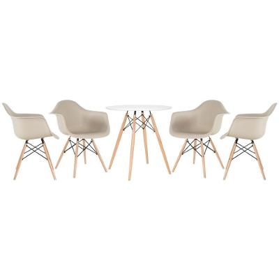 Kit - Mesa Eames 70 Cm Branco + 4 Cadeiras Eames Daw Nude Mesa Branco Com Cadeiras Nude