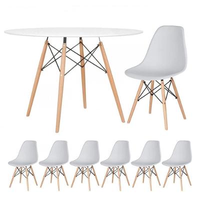 Kit - Mesa Eames 120 Cm Branco + 6 Cadeiras Eames Dsw Cinza Claro Mesa Branco Com Cadeiras Cinza Claro