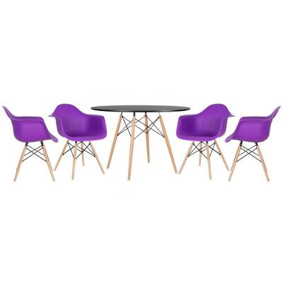 Kit - Mesa Eames 120 Cm Preto + 4 Cadeiras Eames Daw Roxo Mesa Preto Com Cadeiras Roxo