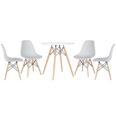 Kit - Mesa Eames 70 Cm Branco + 4 Cadeiras Eames Dsw Cinza Claro Mesa Branco Com Cadeiras Cinza Claro