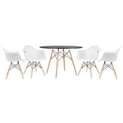 Kit - Mesa Eames 120 Cm Preto + 4 Cadeiras Eames Daw Branco Mesa Preto Com Cadeiras Branco