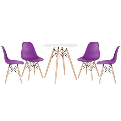 Kit - Mesa Eames 70 Cm Branco + 4 Cadeiras Eames Dsw Roxo Mesa Branco Com Cadeiras Roxo