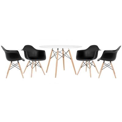 Kit - Mesa Eames 120 Cm Branco + 4 Cadeiras Eames Daw Preto Mesa Branco Com Cadeiras Preto
