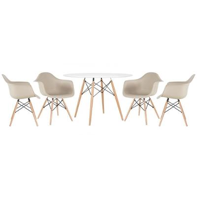 Kit - Mesa Eames 120 Cm Branco + 4 Cadeiras Eames Daw Nude Mesa Branco Com Cadeiras Nude