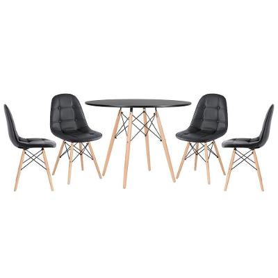 Kit - Mesa Eames 100 Cm Preto + 4 Cadeiras Botonê Preto Mesa Preto Com Cadeiras Preto