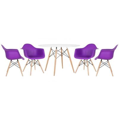 Kit - Mesa Eames 120 Cm Branco + 4 Cadeiras Eames Daw Roxo Mesa Branco Com Cadeiras Roxo