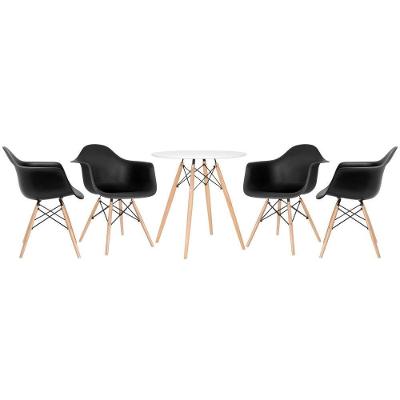 Kit - Mesa Eames 70 Cm Branco + 4 Cadeiras Eames Daw Preto Mesa Branco Com Cadeiras Preto