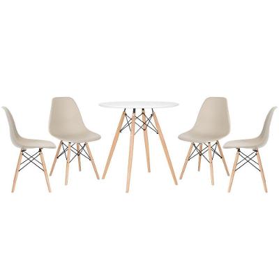 Kit - Mesa Eames 70 Cm Branco + 4 Cadeiras Eames Dsw Nude Mesa Branco Com Cadeiras Nude