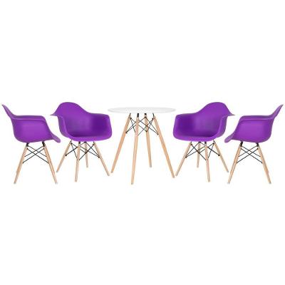 Kit - Mesa Eames 70 Cm Branco + 4 Cadeiras Eames Daw Roxo Mesa Branco Com Cadeiras Roxo