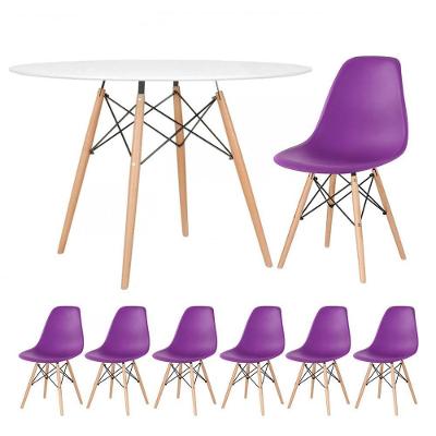 Kit - Mesa Eames 120 Cm Branco + 6 Cadeiras Eames Dsw Roxo Mesa Branco Com Cadeiras Roxo