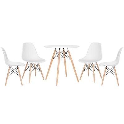 Kit - Mesa Eames 70 Cm Branco + 4 Cadeiras Eames Dsw Branco Mesa Branco Com Cadeiras Branco