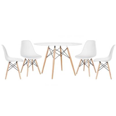 Kit - Mesa Eames 120 Cm Branco + 4 Cadeiras Eames Dsw Branco Mesa Branco Com Cadeiras Branco
