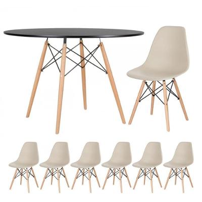 Kit - Mesa Eames 120 Cm Preto + 6 Cadeiras Eames Dsw Nude Mesa Preto Com Cadeiras Nude