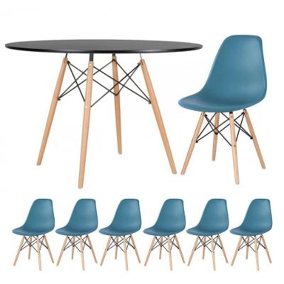Kit - Mesa Eames 120 Cm Preto + 6 Cadeiras Eames Dsw Turquesa Mesa Preto Com Cadeiras Turquesa