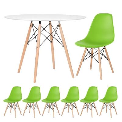 Kit - Mesa Eames 100 Cm Branco + 6 Cadeiras Eames Dsw Verde Claro Mesa Branco Com Cadeiras Verde Claro