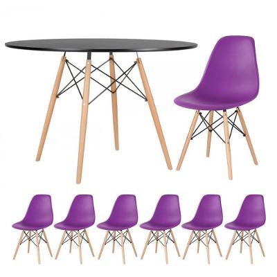Kit - Mesa Eames 120 Cm Preto + 6 Cadeiras Eames Dsw Roxo Mesa Preto Com Cadeiras Roxo
