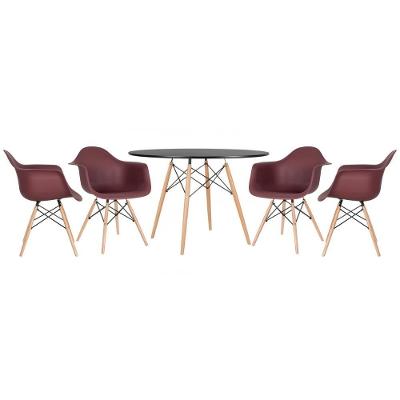 Kit - Mesa Eames 120 Cm Preto + 4 Cadeiras Eames Daw Marrom Mesa Preto Com Cadeiras Marrom