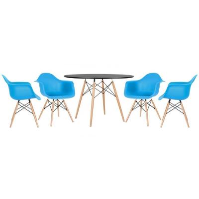 Kit - Mesa Eames 120 Cm Preto + 4 Cadeiras Eames Daw Azul Céu Mesa Preto Com Cadeiras Azul Céu