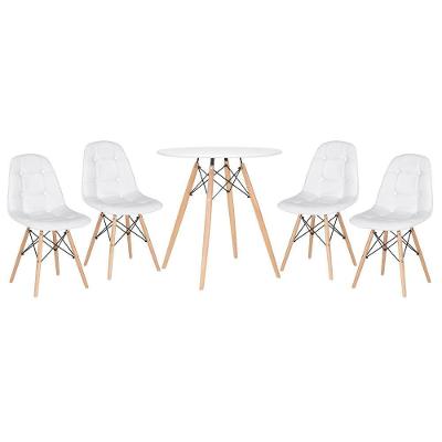 Kit - Mesa Eames 70 Cm + 4 Cadeiras Eames Botonê Mesa Branco Com Cadeiras Branco Mesa Branco Com Cadeiras Branco