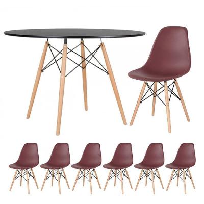 Kit - Mesa Eames 120 Cm Preto + 6 Cadeiras Eames Dsw Marrom Mesa Preto Com Cadeiras Marrom