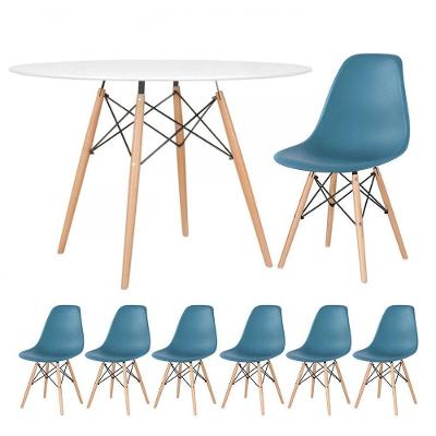 Kit - Mesa Eames 120 Cm Branco + 6 Cadeiras Eames Dsw Turquesa Mesa Branco Com Cadeiras Turquesa