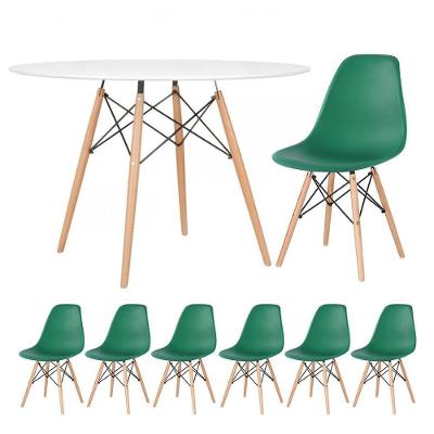 Kit - Mesa Eames 120 Cm Branco + 6 Cadeiras Eames Dsw Verde Escuro Mesa Branco Com Cadeiras Verde Escuro