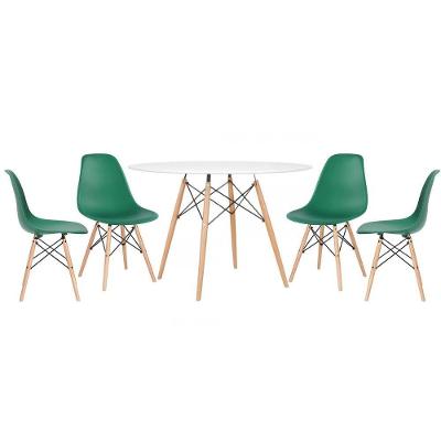 Kit - Mesa Eames 120 Cm Branco + 4 Cadeiras Eames Dsw Verde Escuro Mesa Branco Com Cadeiras Verde Escuro