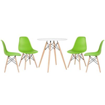 Kit - Mesa Eames 70 Cm Branco + 4 Cadeiras Eames Dsw Verde Claro Mesa Branco Com Cadeiras Verde Claro
