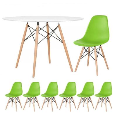 Kit - Mesa Eames 120 Cm Branco + 6 Cadeiras Eames Dsw Verde Claro Mesa Branco Com Cadeiras Verde Claro