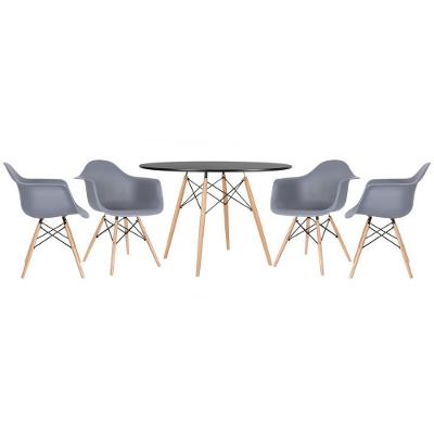 Kit - Mesa Eames 120 Cm Preto + 4 Cadeiras Eames Daw Cinza Escuro Mesa Preto Com Cadeiras Cinza Escuro