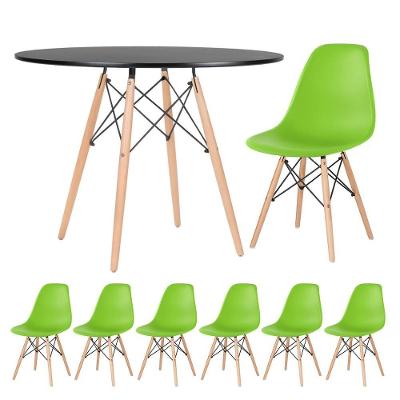 Kit - Mesa Eames 100 Cm Preto + 6 Cadeiras Eames Dsw Verde Claro Mesa Preto Com Cadeiras Verde Claro