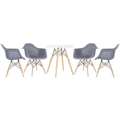 Kit - Mesa Eames 70 Cm Branco + 4 Cadeiras Eames Daw Cinza Escuro Mesa Branco Com Cadeiras Cinza Escuro