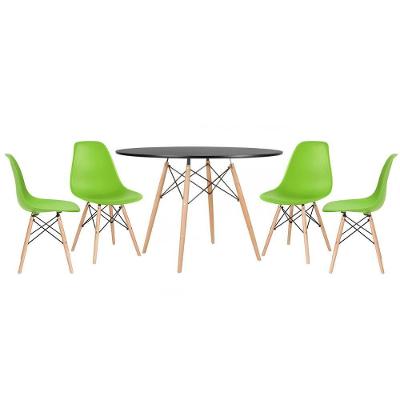 Kit - Mesa Eames 120 Cm Preto + 4 Cadeiras Eames Dsw Verde Claro Mesa Preto Com Cadeiras Verde Claro
