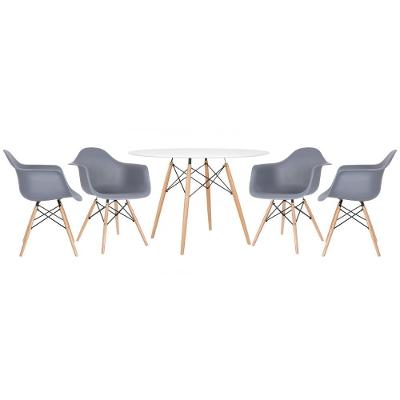 Kit - Mesa Eames 120 Cm Branco + 4 Cadeiras Eames Daw Cinza Escuro Mesa Branco Com Cadeiras Cinza Escuro