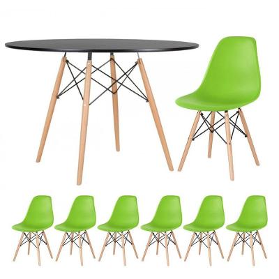 Kit - Mesa Eames 120 Cm Preto + 6 Cadeiras Eames Dsw Verde Claro Mesa Preto Com Cadeiras Verde Claro