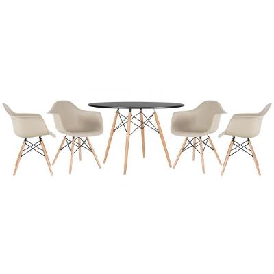 Kit - Mesa Eames 120 Cm Preto + 4 Cadeiras Eames Daw Nude Mesa Preto Com Cadeiras Nude