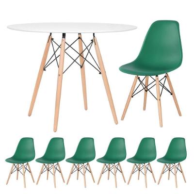 Kit - Mesa Eames 100 Cm Branco + 6 Cadeiras Eames Dsw Verde Escuro Mesa Branco Com Cadeiras Verde Escuro