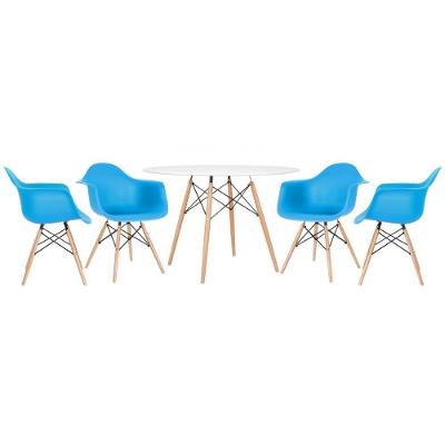 Kit - Mesa Eames 120 Cm Branco + 4 Cadeiras Eames Daw Azul Céu Mesa Branco Com Cadeiras Azul Céu