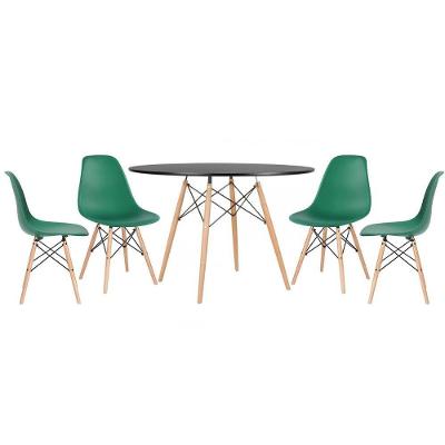 Kit - Mesa Eames 120 Cm Preto + 4 Cadeiras Eames Dsw Verde Escuro Mesa Preto Com Cadeiras Verde Escuro
