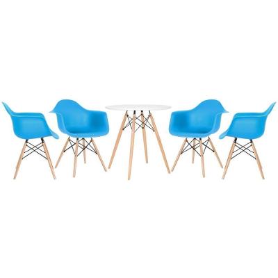 Kit - Mesa Eames 70 Cm Branco + 4 Cadeiras Eames Daw Azul Céu Mesa Branco Com Cadeiras Azul Céu