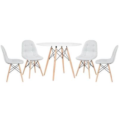 Kit - Mesa Eames 100 Cm Branco + 4 Cadeiras Botonê Cinza Claro Mesa Branco Com Cadeiras Cinza Claro