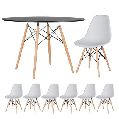 Kit - Mesa Eames 120 Cm Preto + 6 Cadeiras Eames Dsw Cinza Claro Mesa Preto Com Cadeiras Cinza Claro